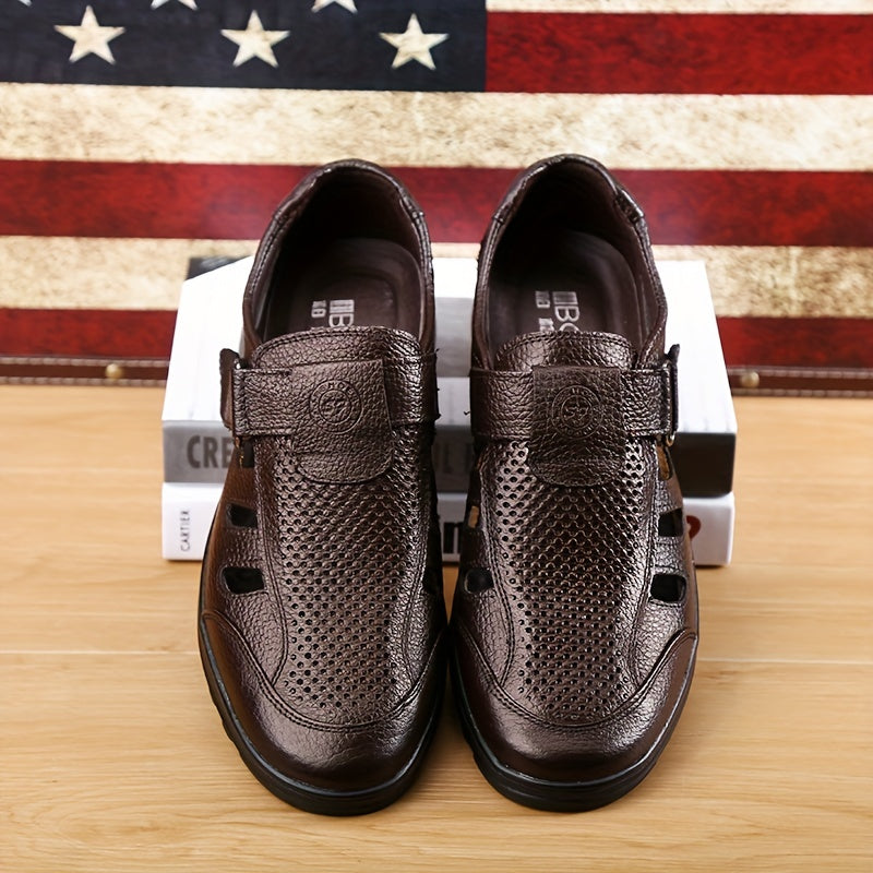 Men's Breathable Closed Toe Hollow Out Sandals with Adjustable Buckle