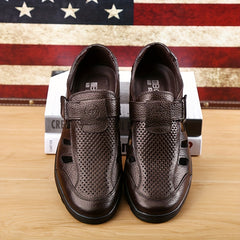 Men's Breathable Closed Toe Hollow Out Sandals with Adjustable Buckle