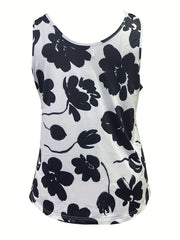 Floral Print Round Neck Tank Top