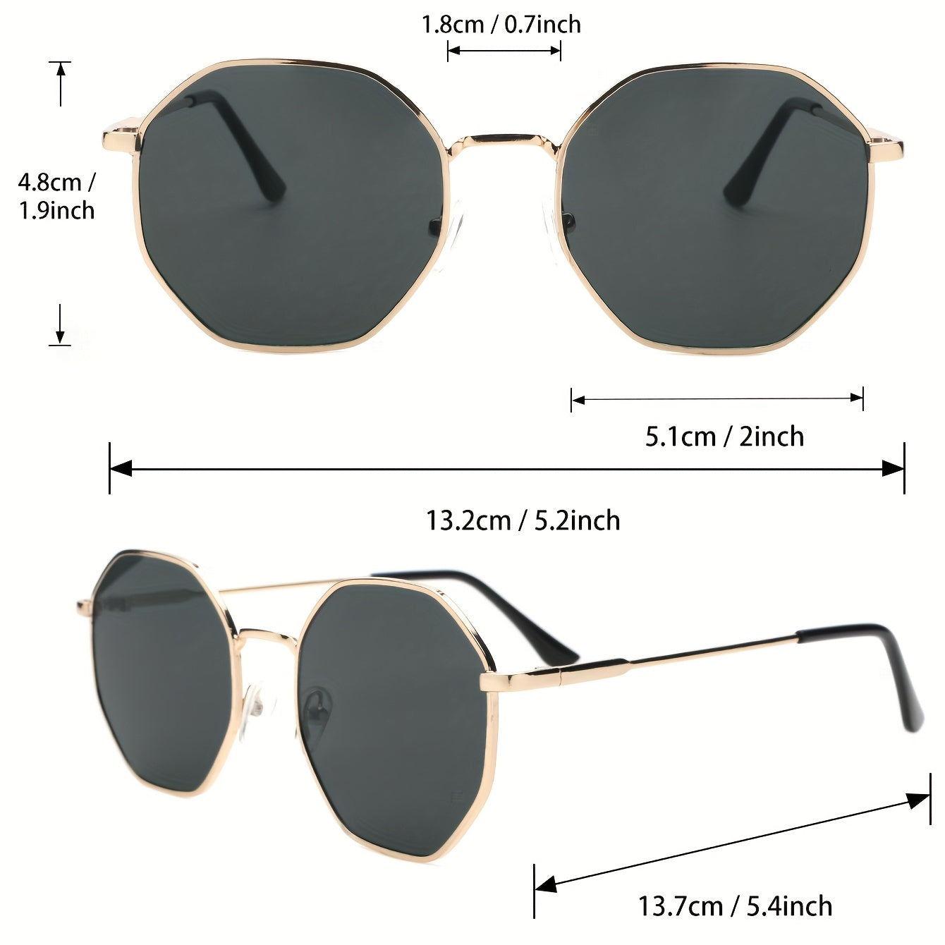 3pcs Metal Round Frame Sunglasses UV 400 Protection