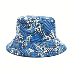 Unisex Sunshade Bucket Hat w/ Spray Pattern Eco-Friendly Double-Sided Sun Hat