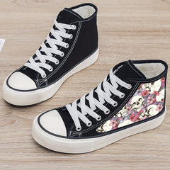 Girl's High Top Skull Skate Shoes With Plush Lining