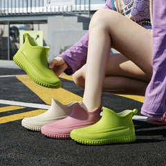 Women's Waterproof Non slip Rain Shoes Short Tube Thick Bottom