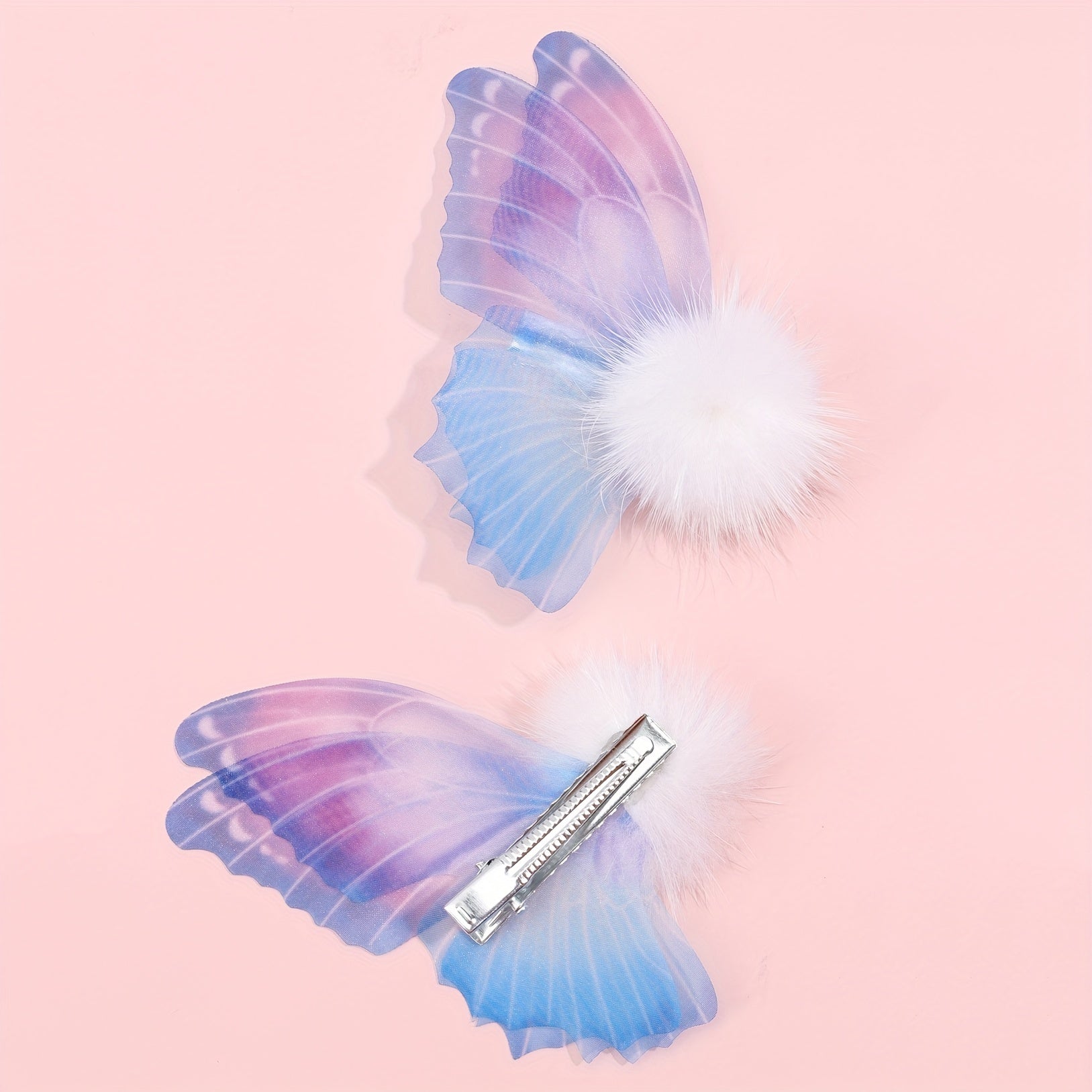 2pcs Sweet Plush Butterfly Hair Clips Party Girls Accessories