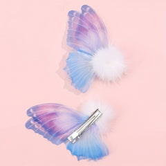 2pcs Sweet Plush Butterfly Hair Clips Party Girls Accessories