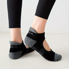 5 Pairs Letter Graphic Yoga Socks Anti-slip Athletic Ankle Socks