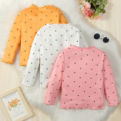 Kid's Mock Neck Long Sleeve Top Heart Allover Print Shirt