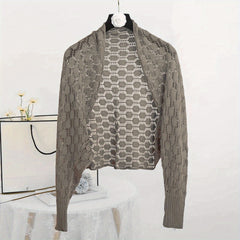 Short Knitted Geometric Cardigan Shawl for Women