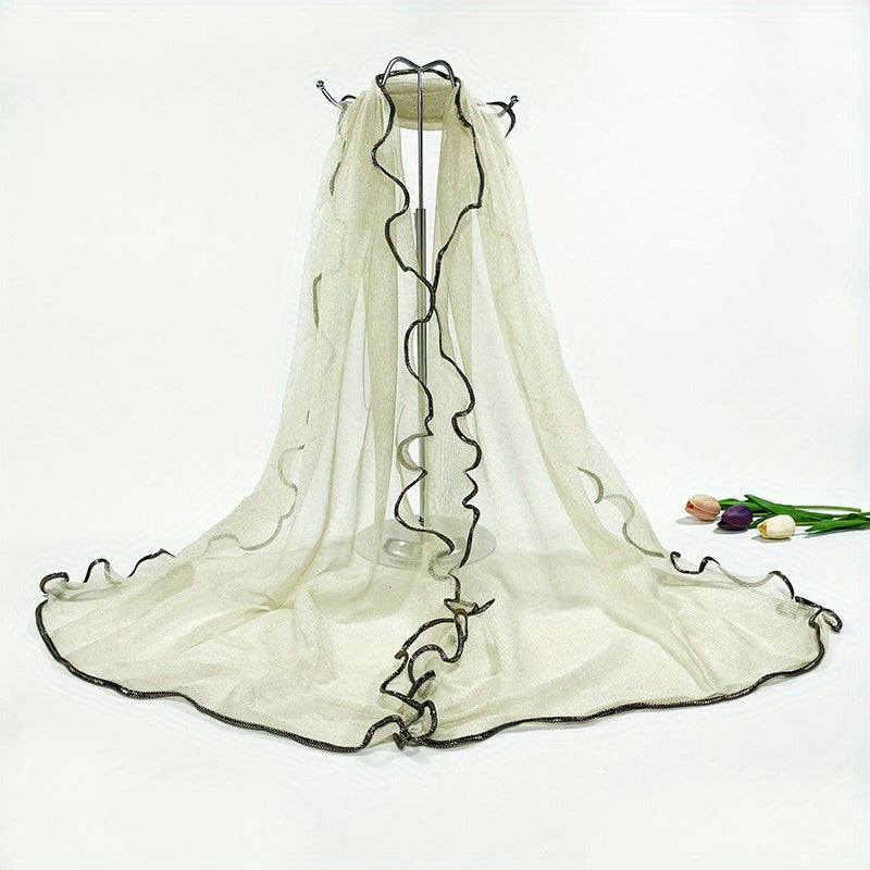 Sparkly Ruffles Scarf Solid Hijab Turban Travel Beach Towel