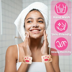 2pcs Cartoon Face Washing Wristbands Soft Absorbent Bath Wristband