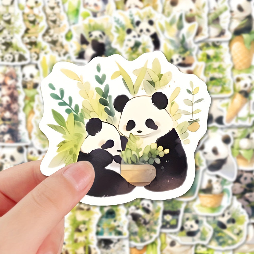 64pcs Pandas Stacking Cartoon Stickers, PVC Waterproof Game Stickers