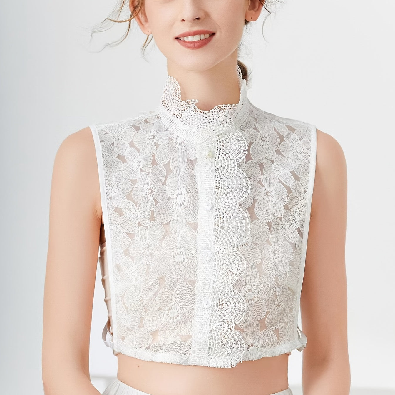 Lace Embroidery False Collar Detachable Half Collar for Women's Suits