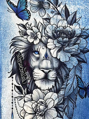 Women's Plus Denim & Floral Lion & Butterfly Print High Stretch Leggings