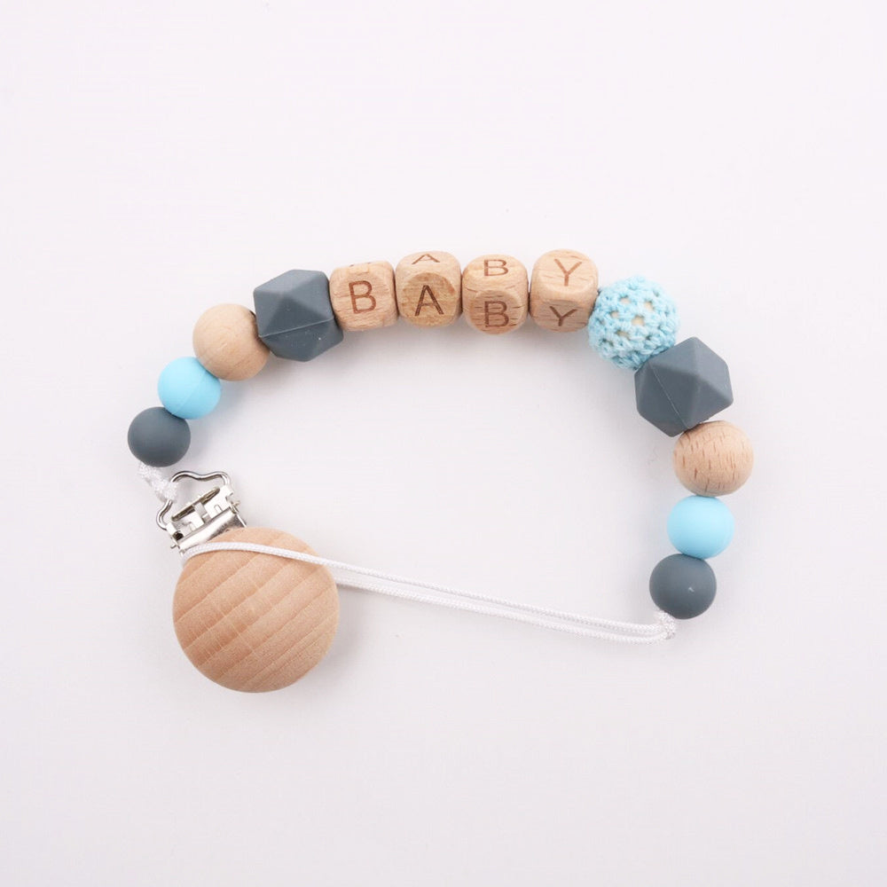 Beech Wood Clip Silicon Pacifier Chain for Mother and Baby