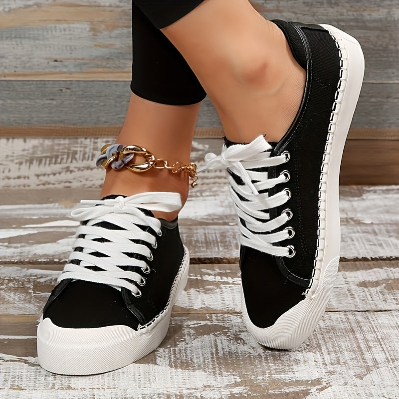 Women's Solid Flat Non Slip Skate Shoes Casual Breathable Outdoor Sneakers
