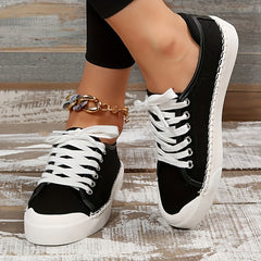 Women's Solid Flat Non Slip Skate Shoes Casual Breathable Outdoor Sneakers