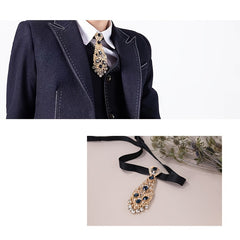 Men's Metal Inlaid Tie Corsage with Artificial Diamond
