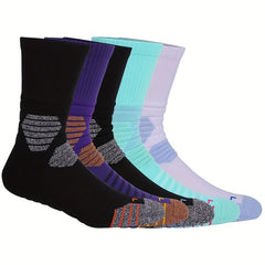 Mid Calf Athletic Socks Non-slip Crew Socks for Running Hiking Mountaineering