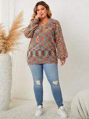 Heathered Lantern Sleeve V Neck Sweater