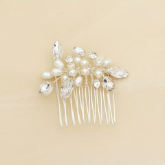 Faux Pearl Rhinestone Hair Comb Head Jewelry Hair Accessories for Girls Women