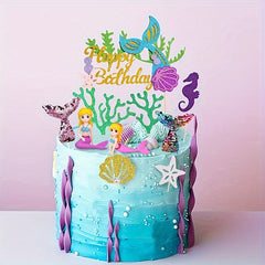 7pcs Mermaid Princess Party Decoration Cake Insert Set