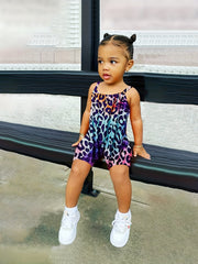 Colorful Leopard Cami Rompers For Toddler Girls