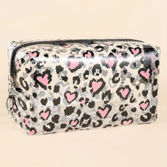 Leopard Heart Pattern Cosmetic Bag for Women