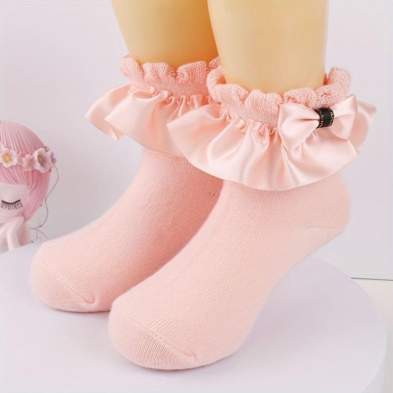 Girls Lace Princess Socks with Bowknot Decoration