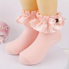 Girls Lace Princess Socks with Bowknot Decoration