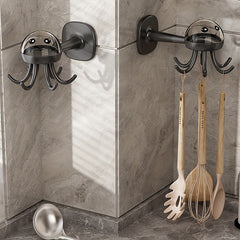 Kitchen Rotating Hook Utensil Storage Rack Wall Mounted Shelf