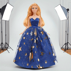 YADIYADI Princess Ball Gown for 11 8 Inch Dolls Royal with Golden Stars