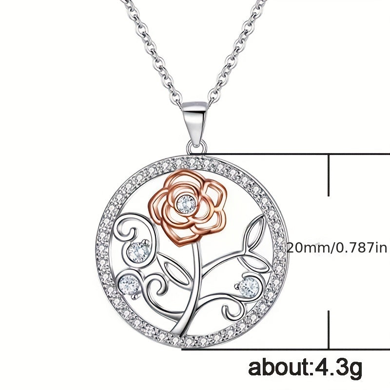 Stainless Steel Rose Pendant Necklace for Girls