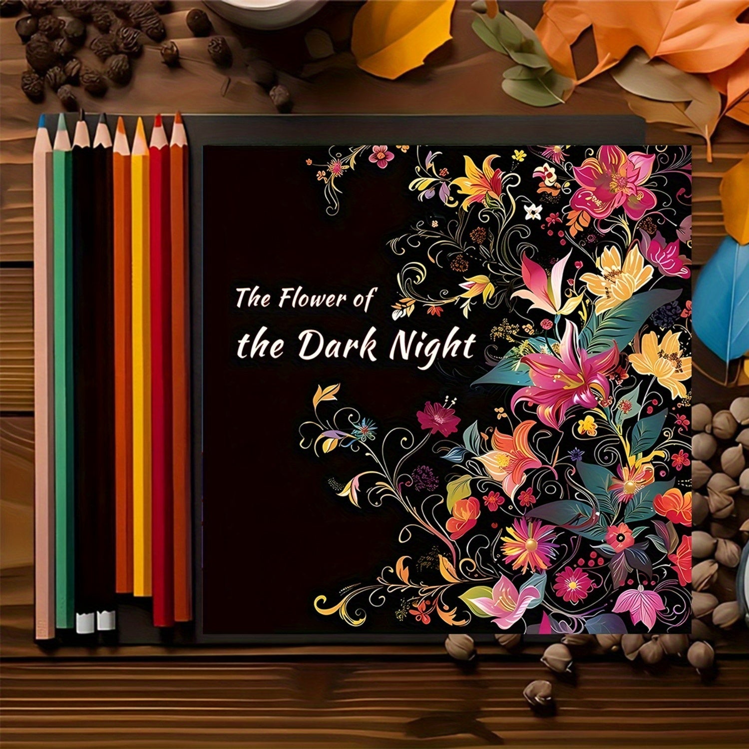 Night Flowers Coloring Book for Adults & Teens - Vibrant Floral Art Journal