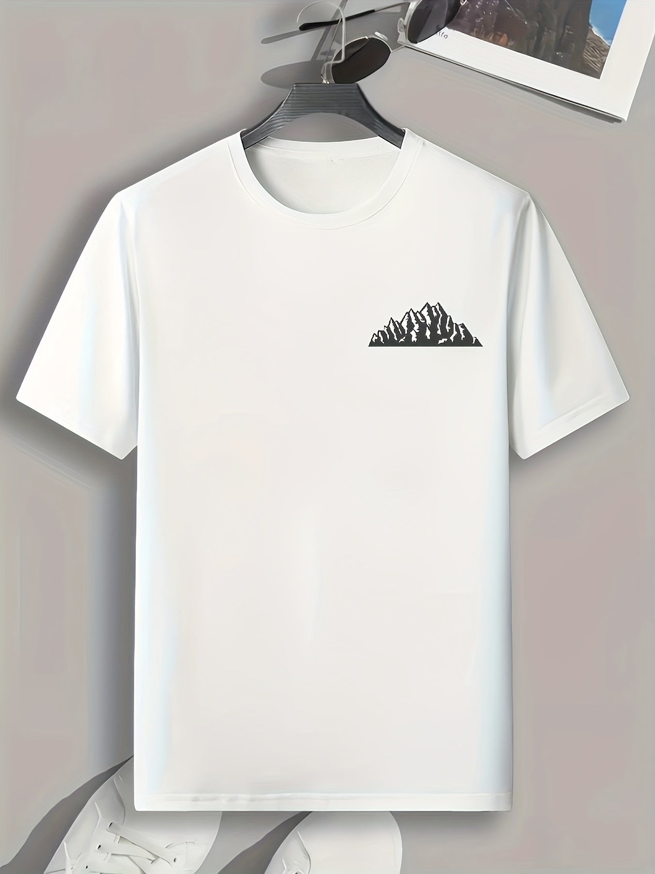 Mountain Print Men's Comfy T Shirt for Outdoor Summer