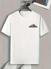 Mountain Print Men's Comfy T Shirt for Outdoor Summer