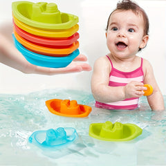 Colorful Stackable Boat Toys for Bath & Beach Play