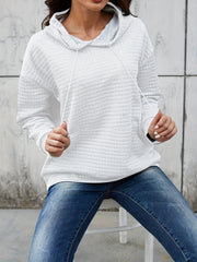 Textured Kangaroo Pocket Hoodie Long Sleeve