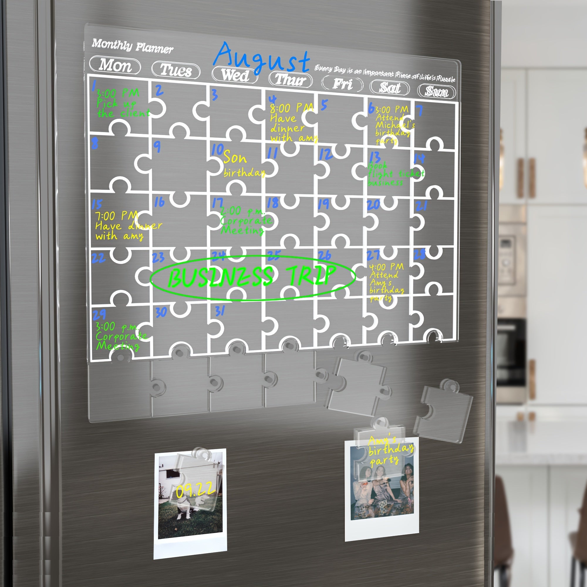 Transparent Magnetic Monthly Calendar Planner Board For Refrigerator