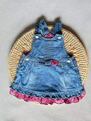 Baby Girl's Ruffle Trim Denim Dress Overall