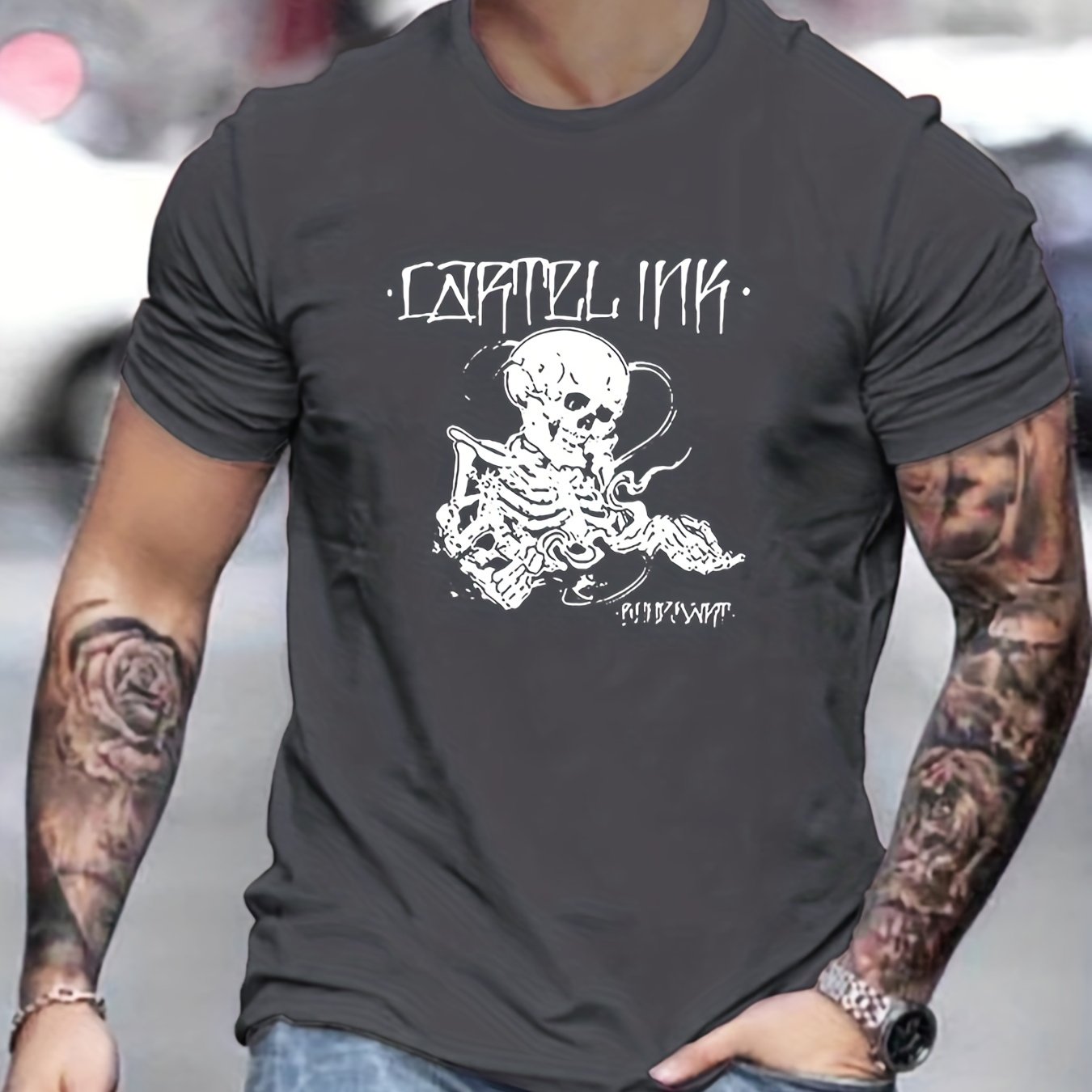 Men's Skeleton Graphic T shirt Casual Tee for Summer Outdoor