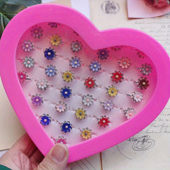5pcs Alloy Flower Mixed Style Adjustable Children's Rings Set