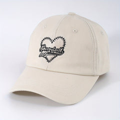 Vintage Heart Embroidery Baseball Cap Unisex Couple Sun Hat