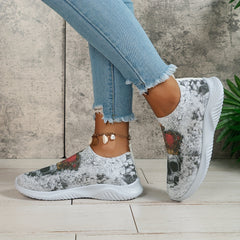 Women's Halloween Knit Sock Shoes Casual Low Top Slip On Sneakers
