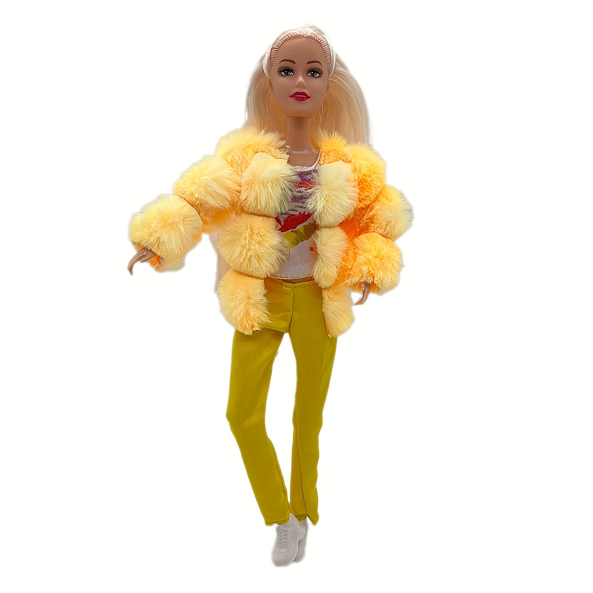 Fashionable 12 Inch Doll Winter Outfit Set Top Jacket Pants Shoes