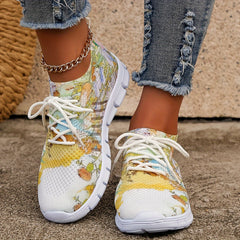 Floral Pattern Low Top Sneakers Women