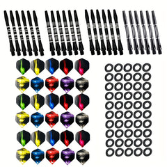 Dart Accessories Set With 24pcs Aluminum Rods, 30pcs Tail Wings, 50pcs O Rings