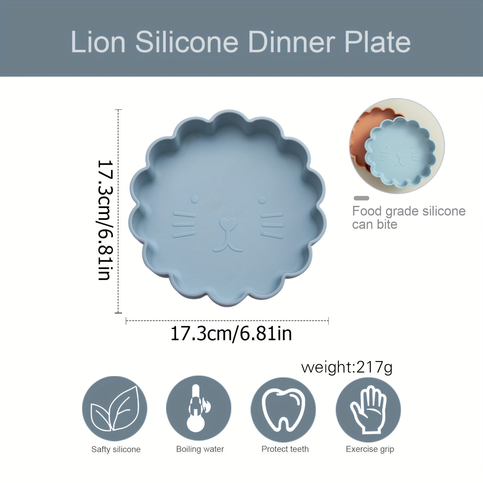 Lion Silicone Baby Plate for 0-24 Months