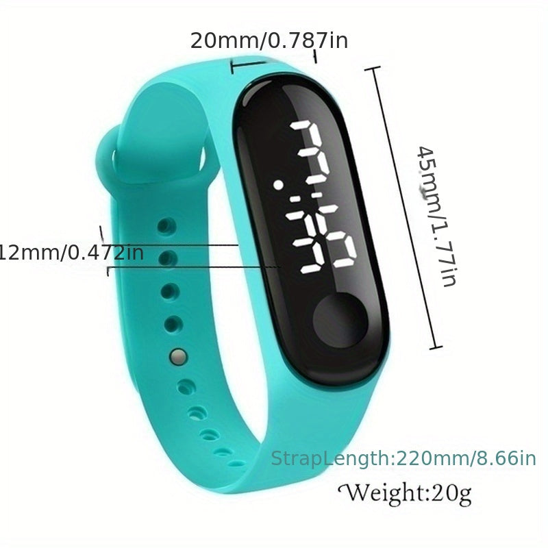 LED Digital Touch Screen Sports Watch Silicone Band Students