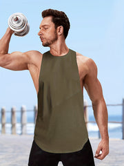 Men's Solid Tank Top for Summer Gym Workout