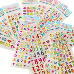 12pcs 3D Puffy Alphabet & Number Stickers Educational Toys for Boys & Girls